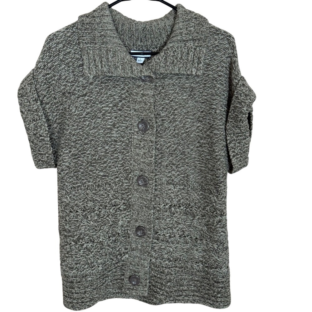Croft & Barrow Cardigan Sweater Cable Knit Short Sleeve Button Front Large